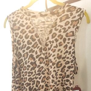 NWT Leopard Ripped Design Sleeveless Tee
